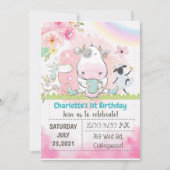 Boerderij Birthday Invitation, Cow-uitnodiging, ko Kaart (Voorkant)