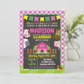 Boerderij Birthday Invitation / Girl Barnyard Part Kaart (Staand voorkant)