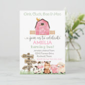 Boerderij Birthday Invitation, Girl Boerderij Invi Kaart (Staand voorkant)