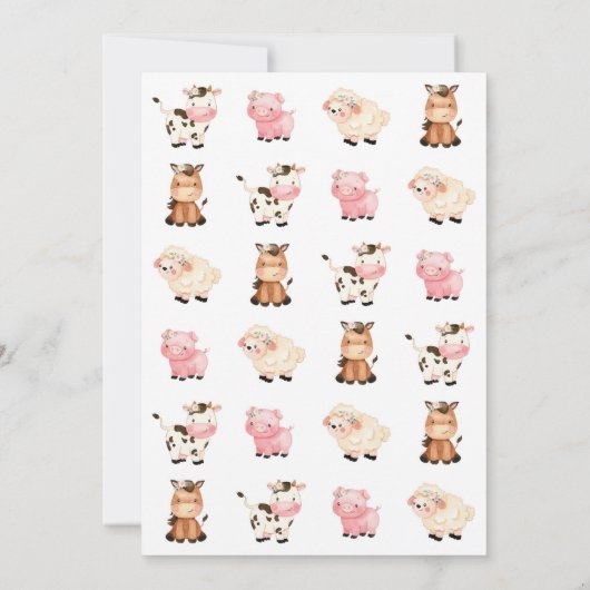 Boerderij Birthday Invitation, Girl Boerderij Invi Kaart (Achterkant)