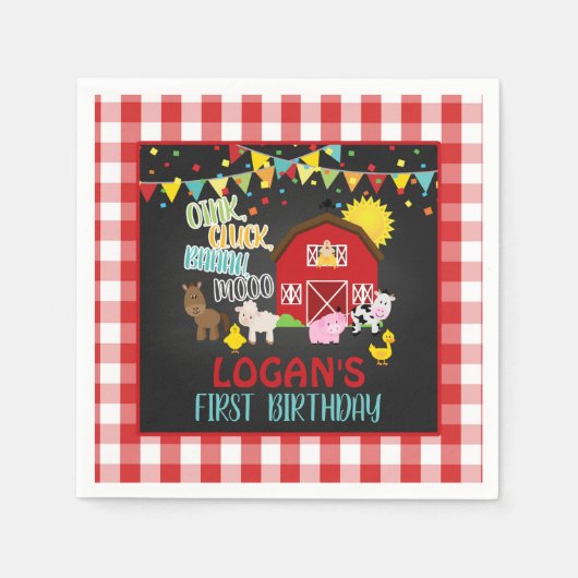 Boerderij Birthday Napkin Servet (Voorkant)