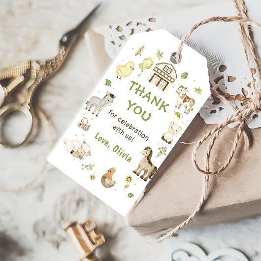 Boerderij Birthday Party Dank je cadeau Labels Cadeaulabel