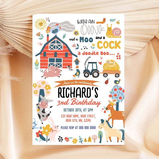 Boerderij Birthday Party Invitation Kaart