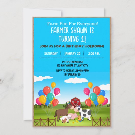 Boerderij Birthday Party Invitation Kaart (Voorkant)