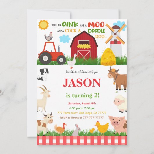 Boerderij Birthday Party Kaart (Voorkant)
