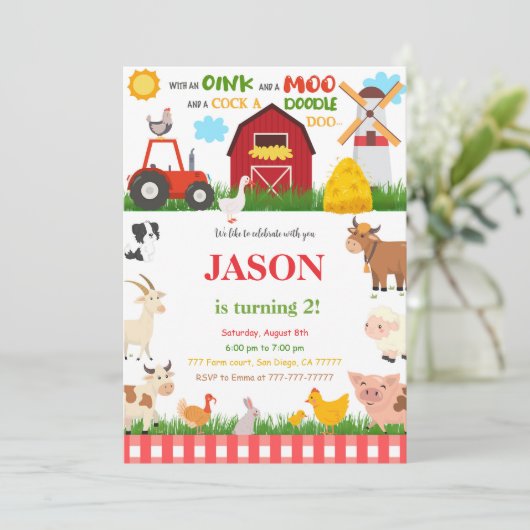 Boerderij Birthday Party Kaart (Staand voorkant)