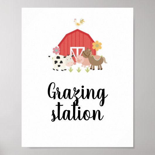 Boerderij Birthday Party Sign grazing station — Vo Poster (Voorkant)