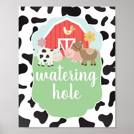 Boerderij 'Birthday Party Sign Watering Hole' Poster (Voorkant)