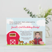 Boerderij Birthday Party - uitnodiging - met foto (Staand voorkant)