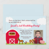 Boerderij Birthday Party - uitnodiging - met foto (Voorkant / Achterkant)