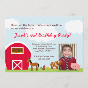 Boerderij Birthday Party - uitnodiging - met foto