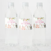 Boerderij Birthday Pink Barnyard Animals Girl Deco Waterfles Etiket (Flessen)