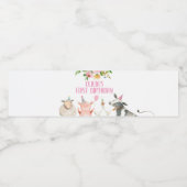 Boerderij Birthday Pink Barnyard Animals Girl Deco Waterfles Etiket (Enkel label)