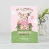 Boerderij Birthday Pink Old MacDonald Barnyard Par Kaart (Staand voorkant)