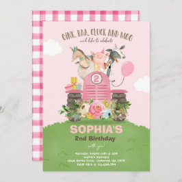 Boerderij Birthday Pink Old MacDonald Barnyard Par Kaart