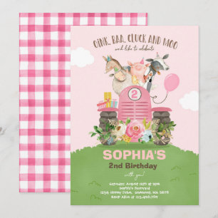 Boerderij Birthday Pink Old MacDonald Barnyard Par Kaart