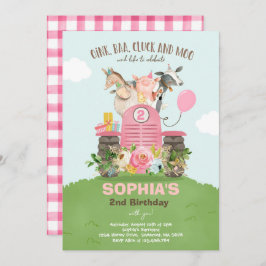 Boerderij Birthday Pink Old MacDonald Barnyard Par Kaart