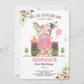 Boerderij Birthday Pink Old MacDonald Barnyard Par Kaart (Voorkant)