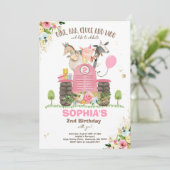 Boerderij Birthday Pink Old MacDonald Barnyard Par Kaart (Staand voorkant)