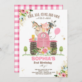 Boerderij Birthday Pink Old MacDonald Barnyard Par Kaart