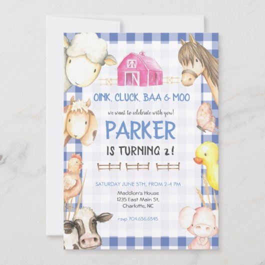 Boerderij Birthday Uitnodiging (Voorkant)
