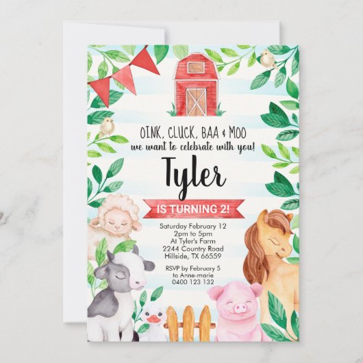 Boerderij Birthday Uitnodiging Boerderij (Voorkant)