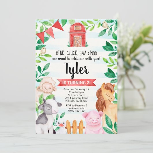 Boerderij Birthday Uitnodiging Boerderij (Staand voorkant)