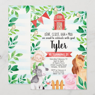 Boerderij Birthday Uitnodiging Boerderij