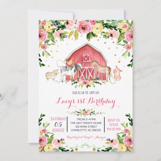 boerderij Birthday Uitnodiging, boerderij verjaard Kaart (Voorkant)