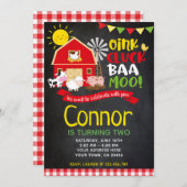 Boerderij Birthday Uitnodiging, Chalkboard Invite Kaart (Voorkant / Achterkant)