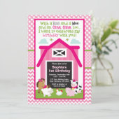 Boerderij Birthday Uitnodiging | Girl Barnyard Bir (Staand voorkant)