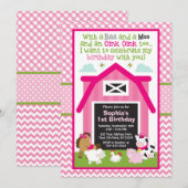 Boerderij Birthday Uitnodiging | Girl Barnyard Bir (Voorkant / Achterkant)