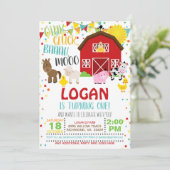 Boerderij Birthday Uitnodiging - Wit (Staand voorkant)