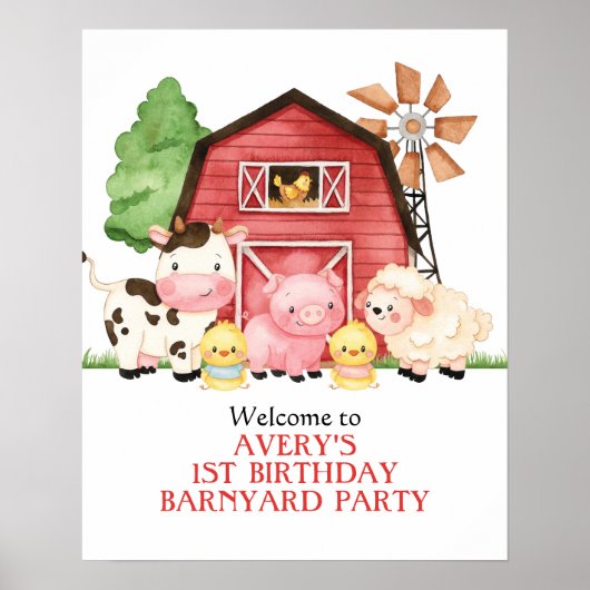 Boerderij Birthday Welcome Poster, Barnyard Birthd Poster (Voorkant)