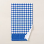 Boerderij Blauw en Wit Gingham Plaid Monogram Bad Handdoek (Handdoek)