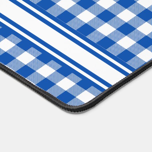 Boerderij Blauw en Wit Gingham Plaid Monogram Bureaumat (Hoek)