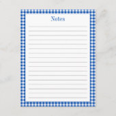 Boerderij Blauw en Wit Gingham Plaid Recept Informatiekaartje (Achterkant)