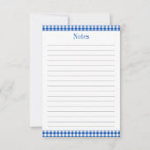 Boerderij Blauw en Wit Gingham Plaid Recept Notitiekaartje (Achterkant)