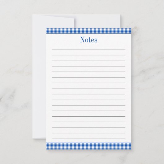 Boerderij Blauw en Wit Gingham Plaid Recept Notitiekaartje (Achterkant)