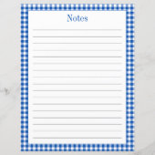 Boerderij Blauw en Wit Gingham Plaid Recept Pagina (Achterkant)