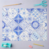 Boerderij Blauw Witte Diamant Tegel Hout Decoupage Tissuepapier (Craft)