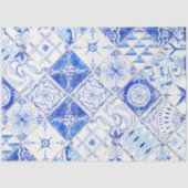 Boerderij Blauw Witte Diamant Tegel Hout Decoupage Tissuepapier (Voorkant)