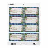 Boerderij Blauwe Gingham Hulst Kerst Retour Etiket (Full Sheet)