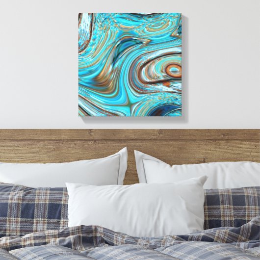 boerderij blauwgroen blauw Woodgrain turquoise swi Canvas Afdruk (Insitu (Slaapkamer))
