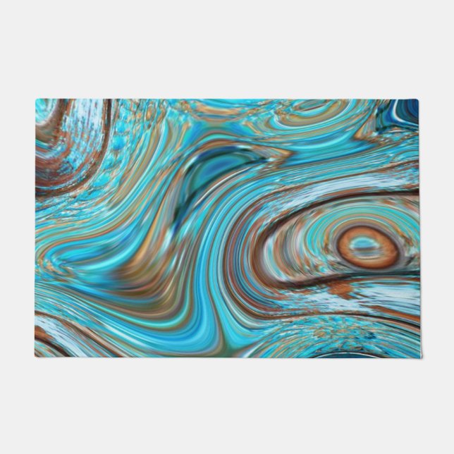 boerderij blauwgroen blauw Woodgrain turquoise swi Deurmat (Voorkant)