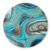 boerderij blauwgroen blauw Woodgrain turquoise swi Keramische Knop (Voorkant)