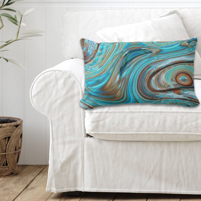 boerderij blauwgroen blauw Woodgrain turquoise swi Kussen (farmhouse teal blue Woodgrain turquoise swirls Lumbar Pillow)