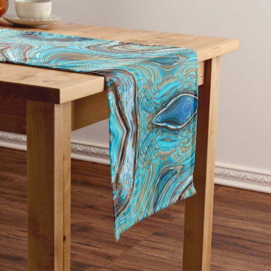 boerderij blauwgroen blauw Woodgrain turquoise swi Medium Tafelloper (Voorbeeld)