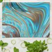 boerderij blauwgroen blauw Woodgrain turquoise swi Theedoek (Gevouwen)