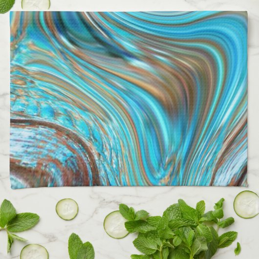 boerderij blauwgroen blauw Woodgrain turquoise swi Theedoek (Gevouwen)